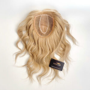 TOP31 LAPIS - Premium Silk Top & Fishnet Hair Topper with Lace Front, Blonde Hair Length 35-38cm