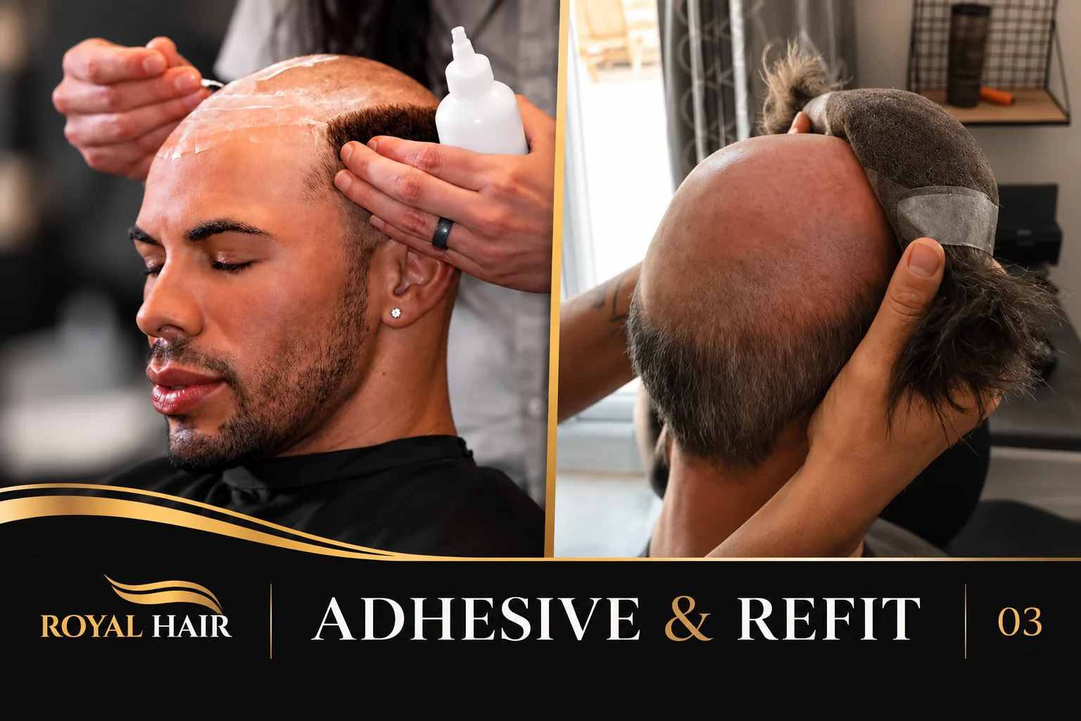 Adhesive application and hair system reinstallation